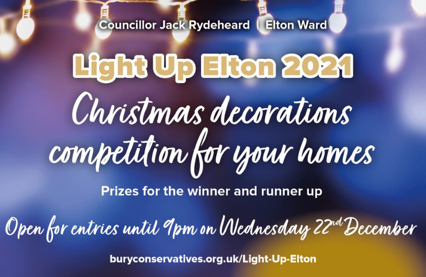 Conservative Councillor Jack Rydeheard launches the Light Up Elton Christmas Light Competition