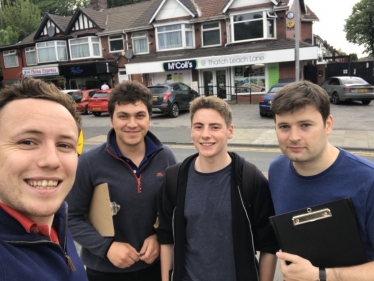 Jordan Lewis campaigning in Besses