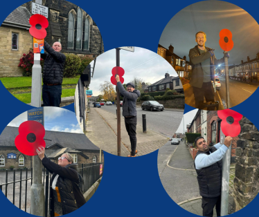 councillors put up poppies across bury